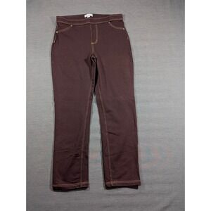 Susan Graver Womens Pull On Pants Brown Knit Stretch Jeggings Medium